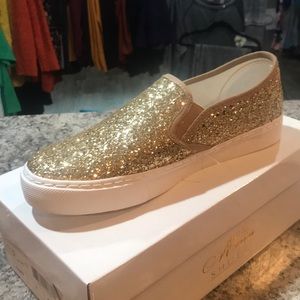 Glitter gold slip on shoe